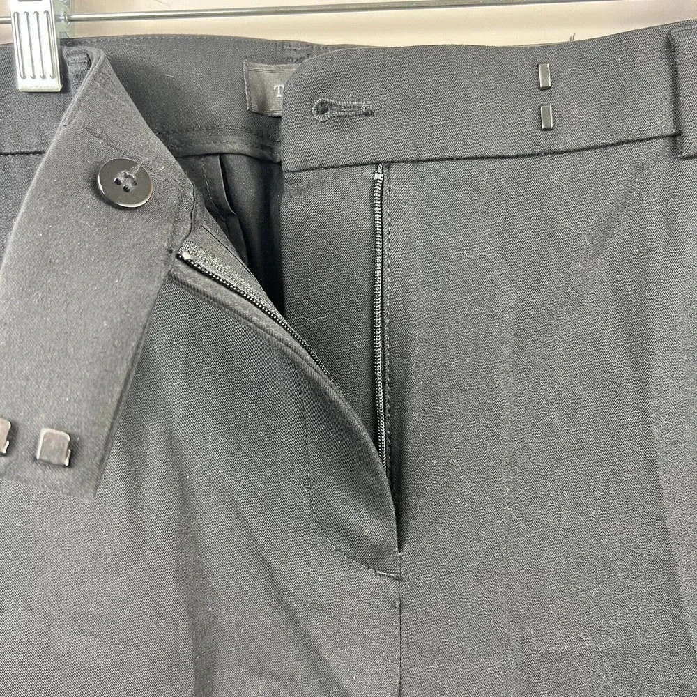 Talbots Black High Waist Straight Pants Size 12 Flat Front Chinos